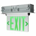 Nuvo Green Mirror Edge Lit LED Exit Sign, 2.94 Watts, Dual Face, 120V/277 Volt, Silver Finish 67/115